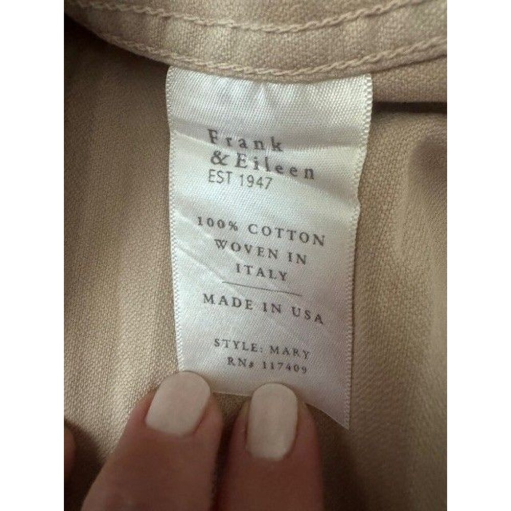 Frank & Eileen Mary Classic Shirtdress Sand Beige Cotton Size Medium Mini Length - Picture 9 of 9